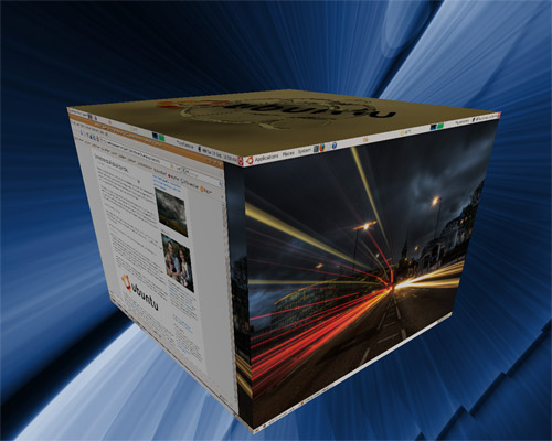 Ubuntu Desktop with Compiz 3D visual effects